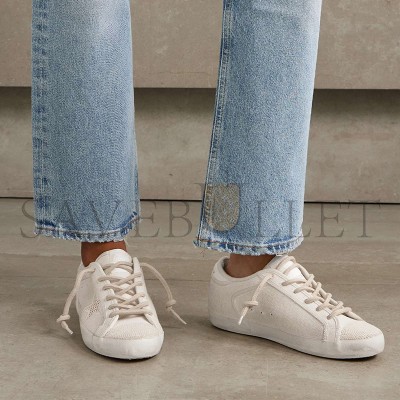 GOLDEN GOOSE SUPER-STAR LEATHER-TRIMMED BEADED CANVAS SNEAKERS GWF00101.F007301.60338
